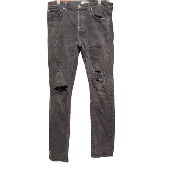 Agolde Parker Black Distressed Ripped Destroyed Slim Fit Denim Jeans 33(32x32) - Picture 1 of 13